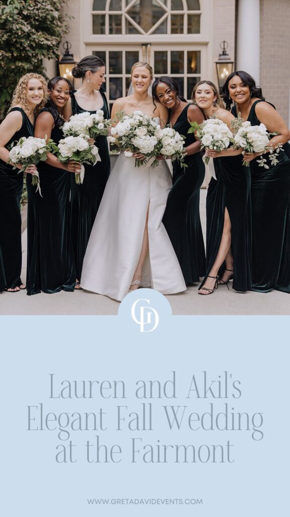 Lauren and Akil's Elegant Fall Wedding at the Fairmont ; dc wedding planner